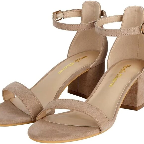 Women's Faux Leather Chunky Block Heeled Sandals 2 Inch Open Toe Ankle Strap - Picture 7 of 8